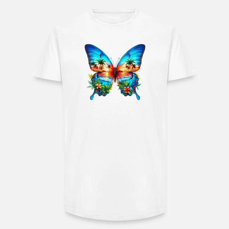 Schmetterling - Long Fit Männer T-Shirt - Weiß