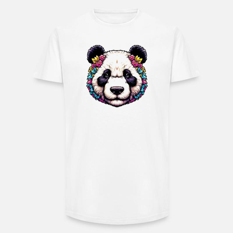 Panda - Long Fit Männer T-Shirt - Weiß