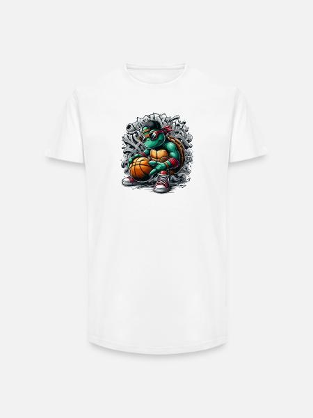 Basketball Turtle Sunglasses Graffiti - Long Fit Men's T-Shirt - white