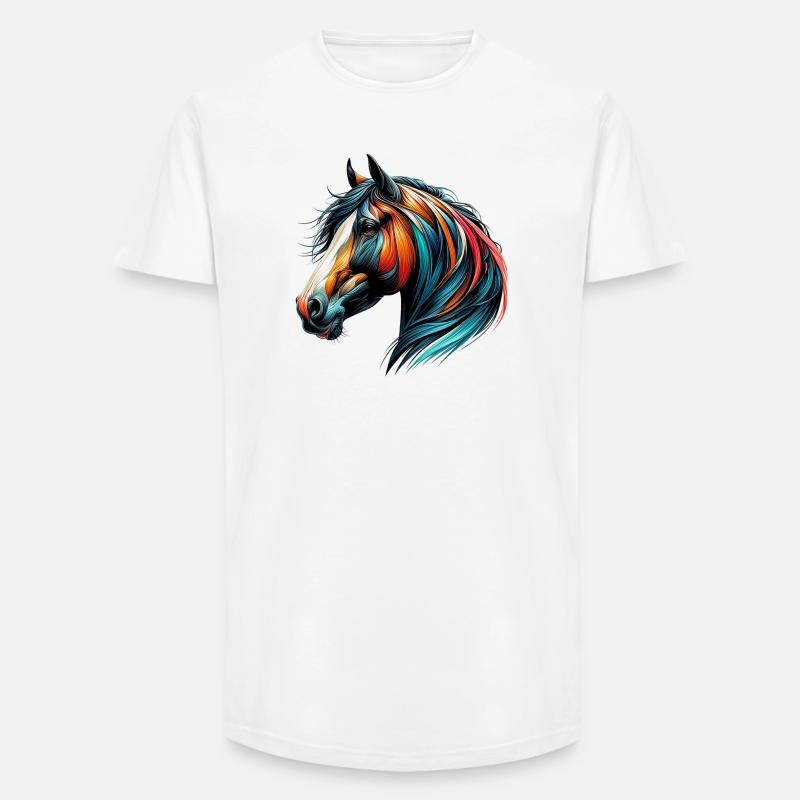 Pferd - Long Fit Männer T-Shirt - Weiß