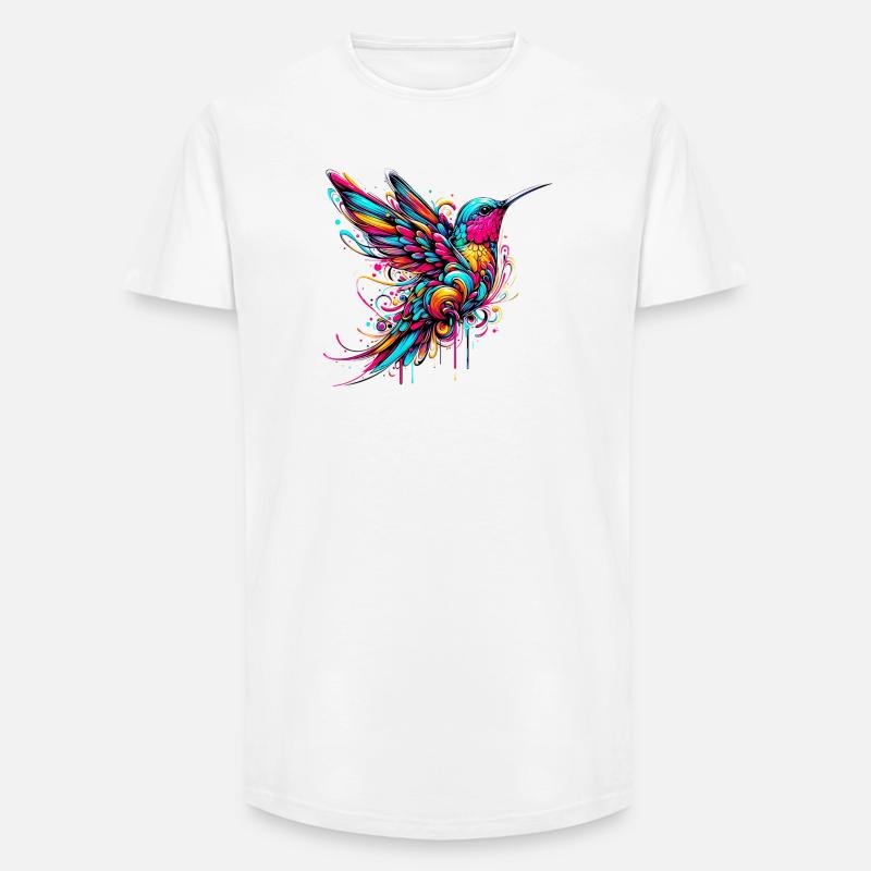 Kolibri - Long Fit Männer T-Shirt - Weiß