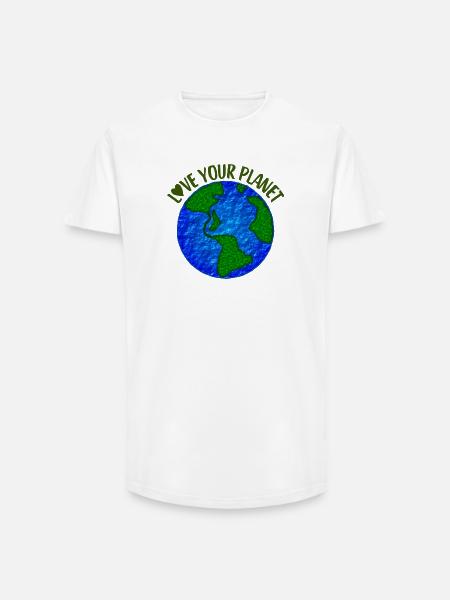 Love your planet - Long Fit Men's T-Shirt - white