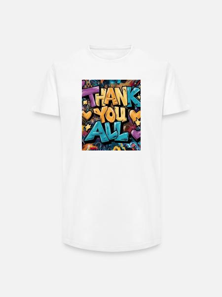 Graffiti-Stil Dankeschön-Druck - Long Fit Männer T-Shirt - Weiß