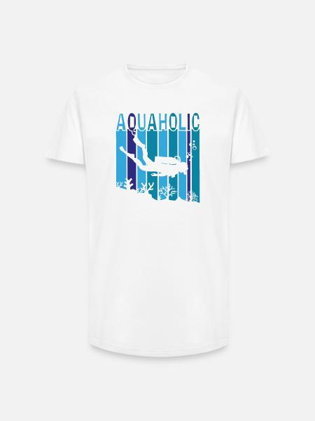Aquaholic - Long Fit Männer T-Shirt - Weiß