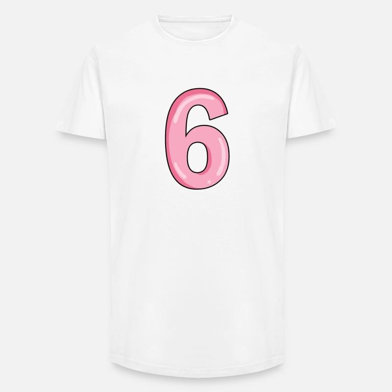 Zahl 6 Nummer - Long Fit Männer T-Shirt - Weiß