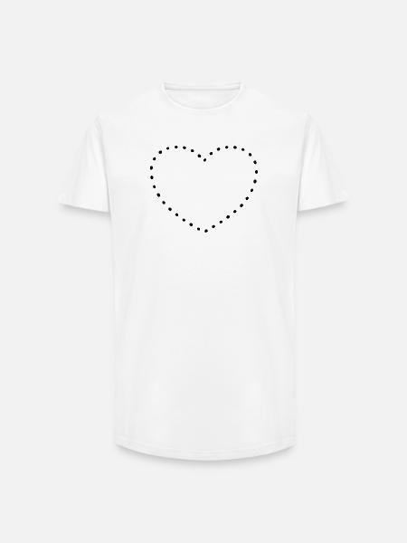Heart black dots - Long Fit Men's T-Shirt - white