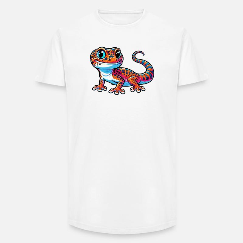 Gecko - Long Fit Männer T-Shirt - Weiß