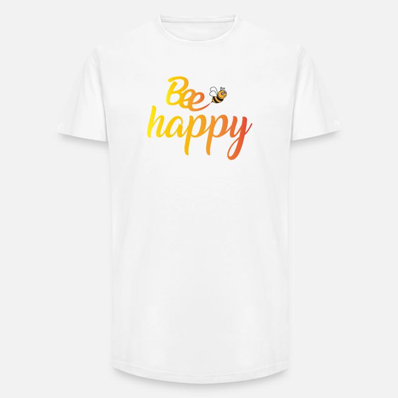 Biene glücklich Gradient Schrift - Long Fit Männer T-Shirt - Weiß