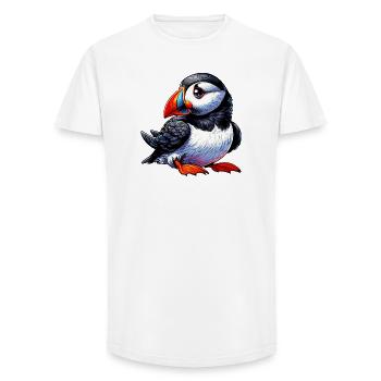 Macareux - T-shirt coupe longue homme - blanc - Devant - AI Model Male 185 light (185cm)