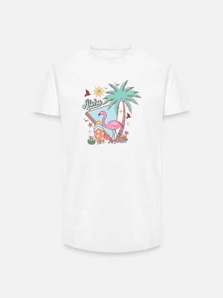 Aloha Été - T-shirt coupe longue homme - blanc