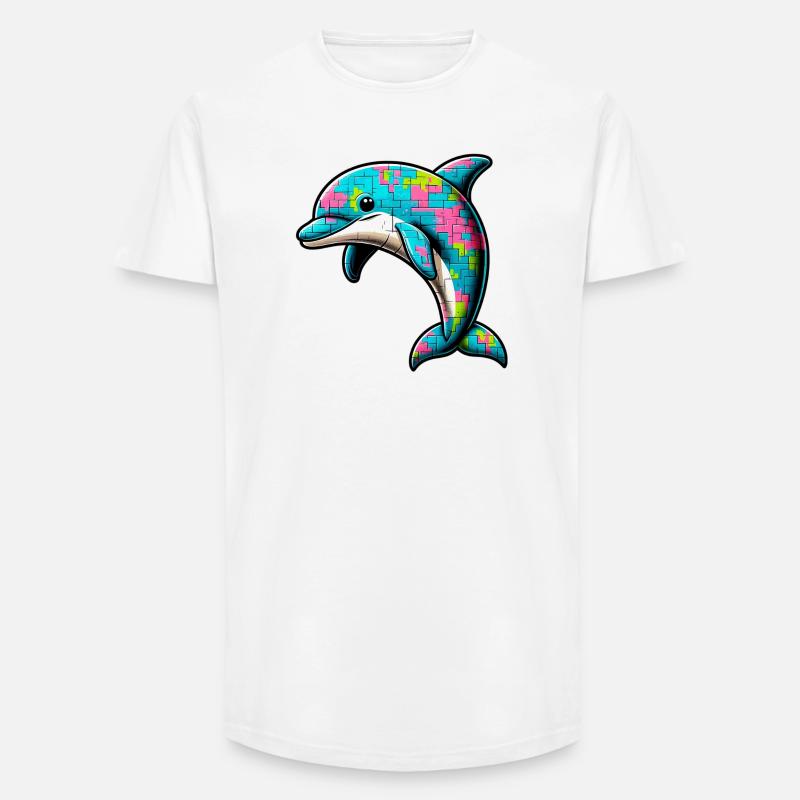 Delfin - Long Fit Männer T-Shirt - Weiß