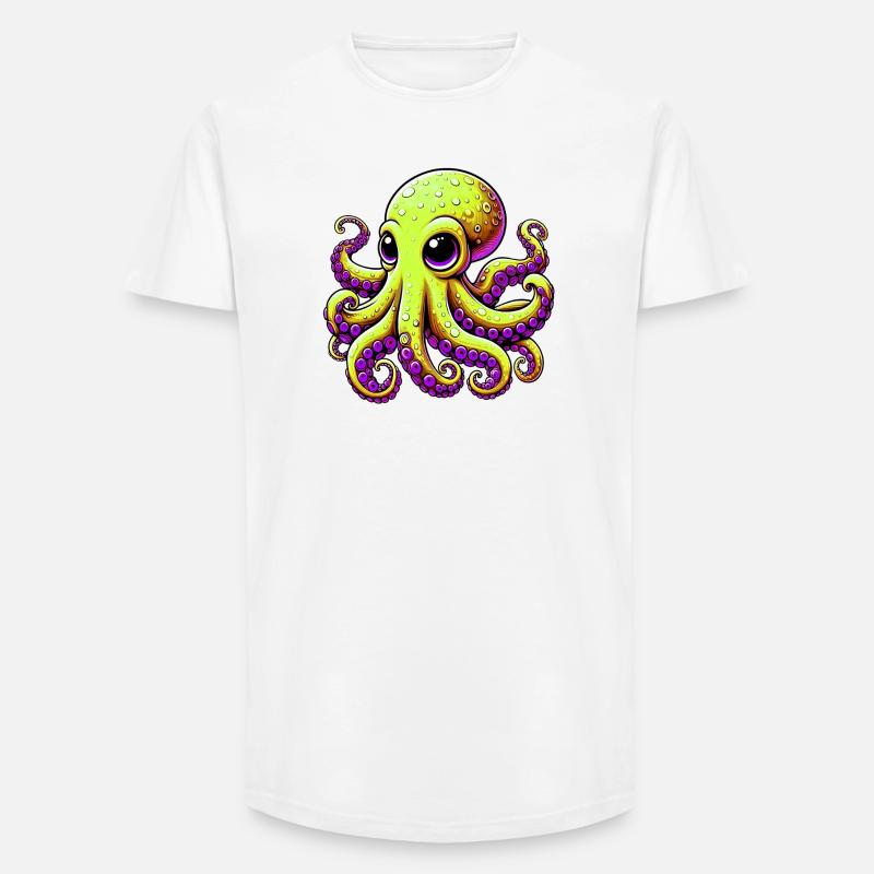 Krake - Long Fit Männer T-Shirt - Weiß