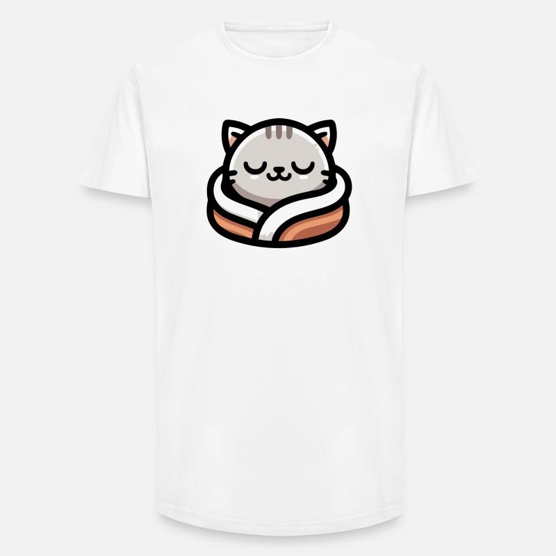 Schlummerpfoten: Der verträumte Tabby - Long Fit Männer T-Shirt - Weiß