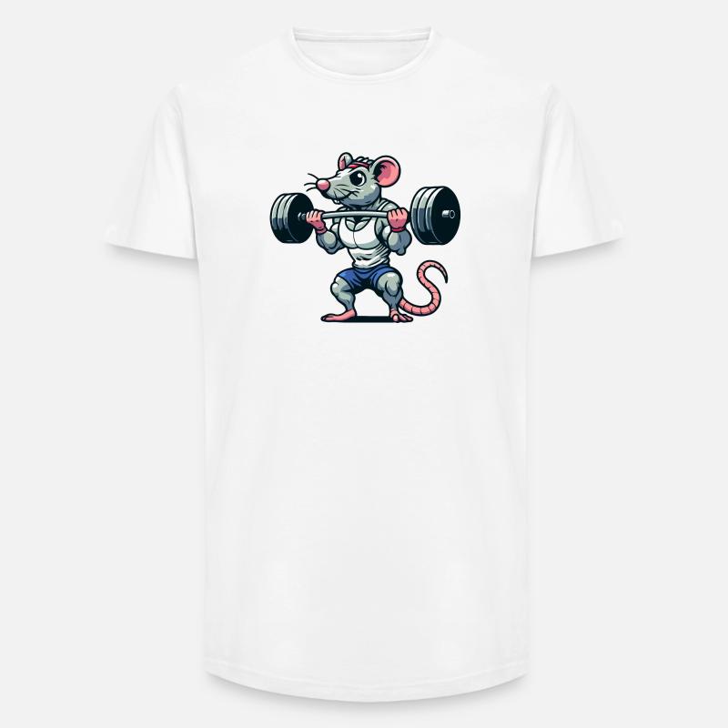 Mighty Mouse Lifter: Der Workout-Krieger - Long Fit Männer T-Shirt - Weiß