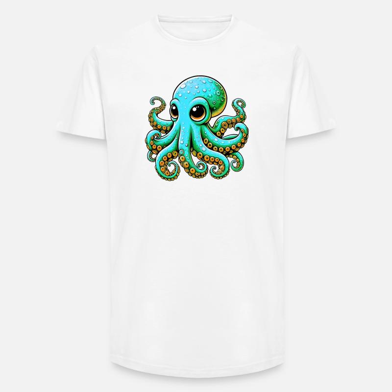 Krake - Long Fit Männer T-Shirt - Weiß