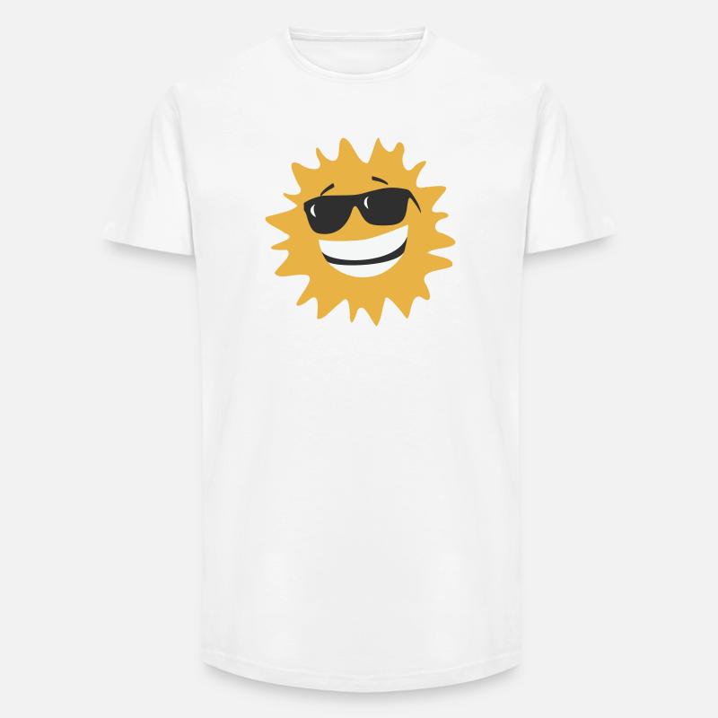 Sunburst Sourire avec des lunettes de soleil - T-shirt coupe longue homme - blanc