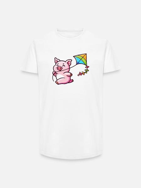 Breezy Piglet's Kite Adventure - Long Fit Men's T-Shirt - white