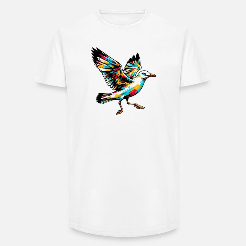 Möwe - Long Fit Männer T-Shirt - Weiß
