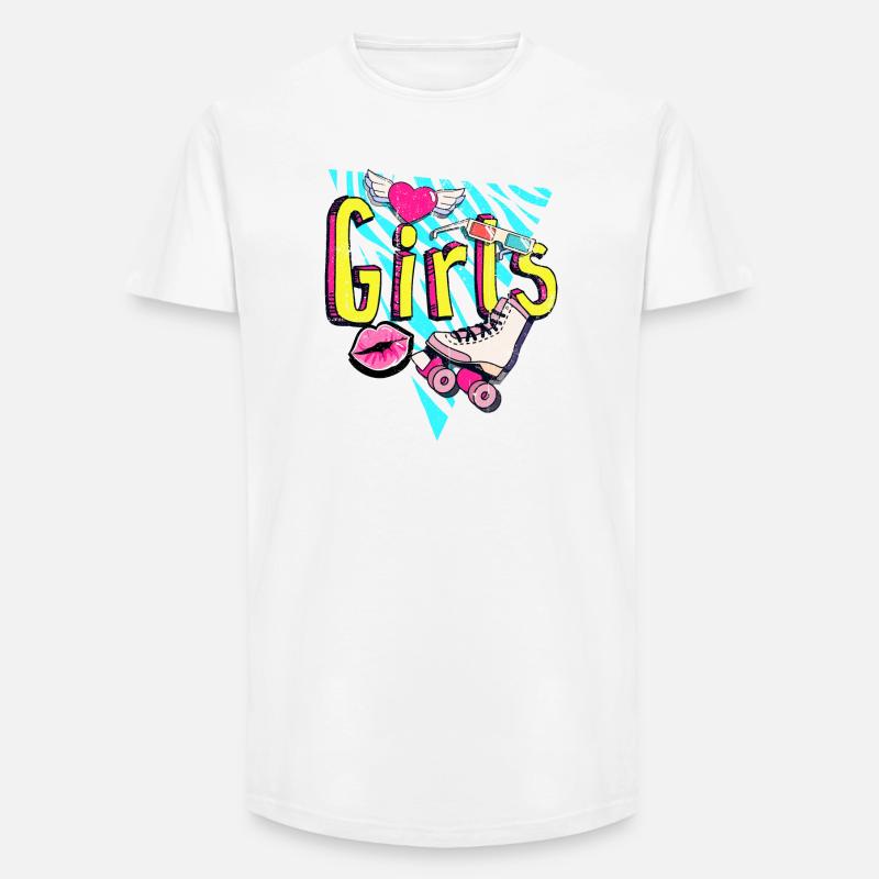 Mädchen Retro Roller Pop Art - Long Fit Männer T-Shirt - Weiß