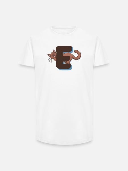 Lettre E du chat - T-shirt coupe longue homme - blanc