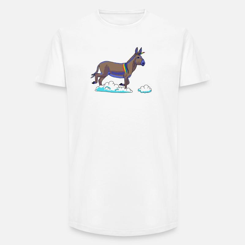 Regenbogen-Einhorn auf Wolken - Long Fit Männer T-Shirt - Weiß