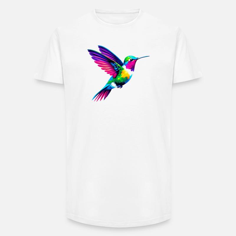 Kolibri - Long Fit Männer T-Shirt - Weiß