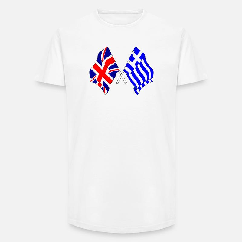 Drapeau Angleterre, drapeau Grèce - T-shirt coupe longue homme - blanc