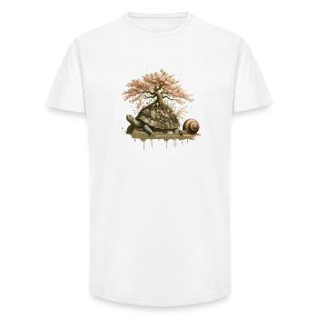 Tortue avec un bonsaï sur sa carapace - T-shirt coupe longue homme - blanc - Devant - AI Model Male 185 light (185cm)