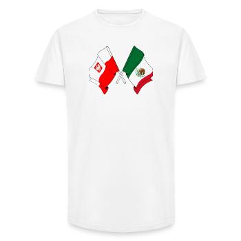 Drapeau de la Pologne, drapeau du Mexique - T-shirt coupe longue homme - blanc - Devant - AI Model Male 185 light (185cm)