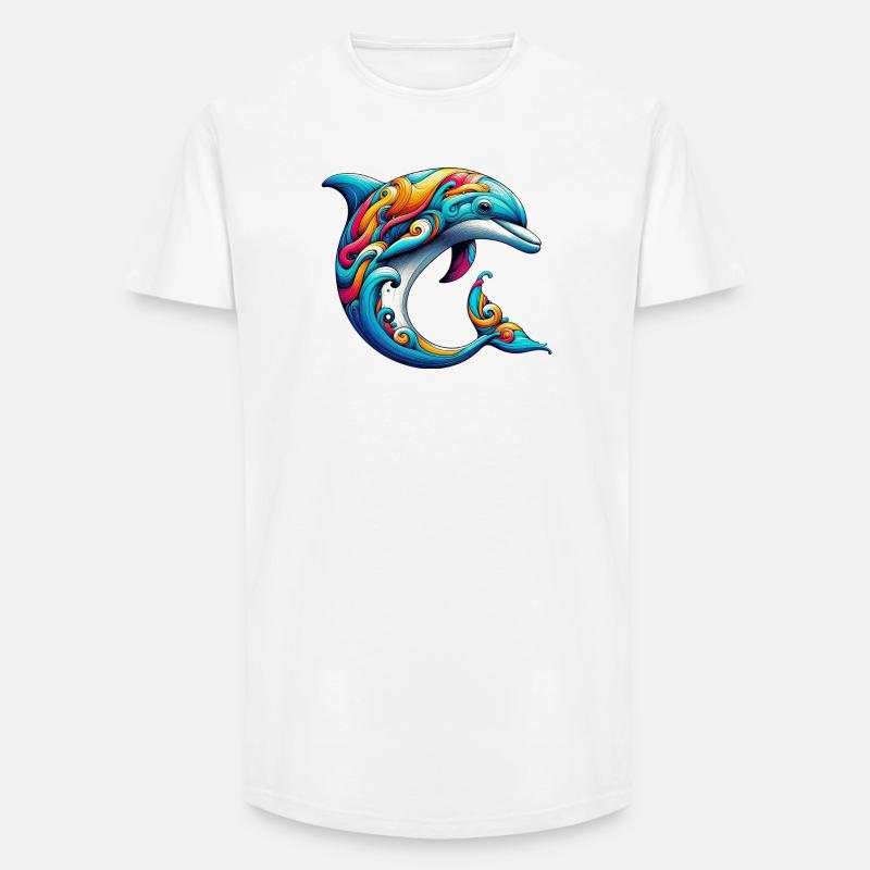Delfin - Long Fit Männer T-Shirt - Weiß