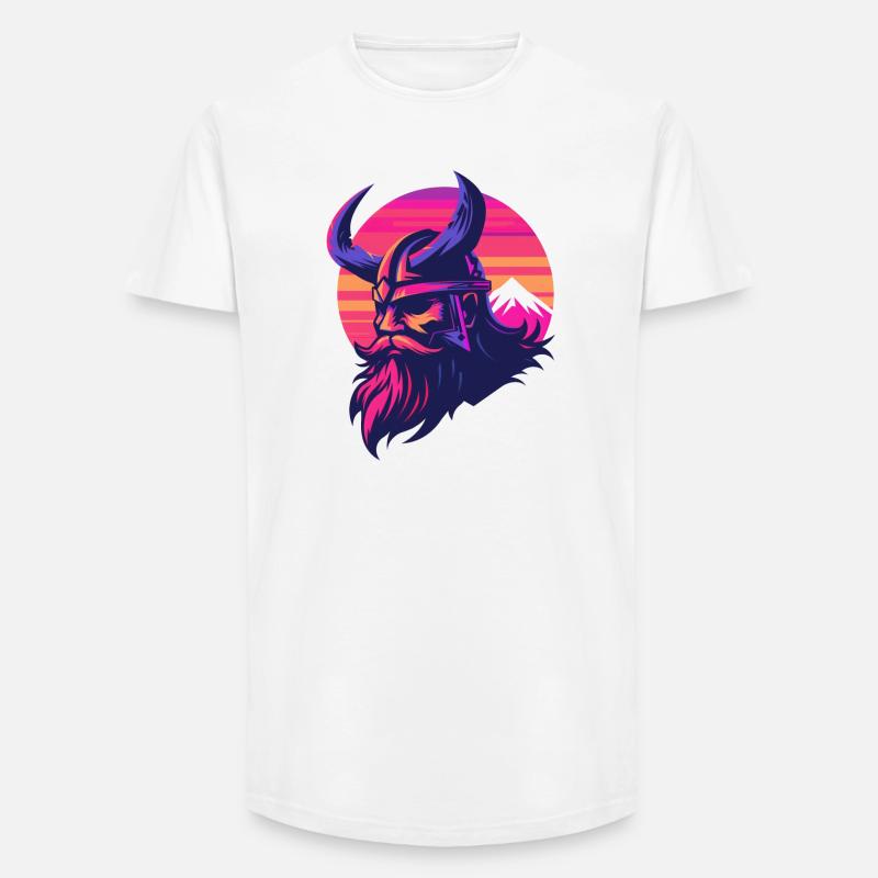 Wikinger Synthwave 3 - Long Fit Männer T-Shirt - Weiß
