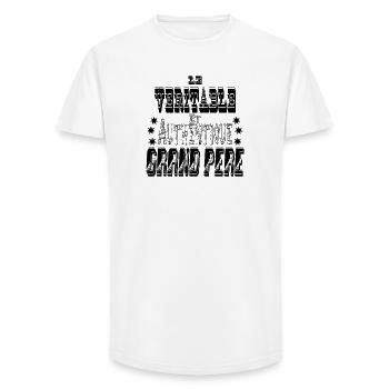 Le Véritable et Authentique Grand Père - T-shirt coupe longue homme - blanc - Devant - AI Model Male 185 light (185cm)