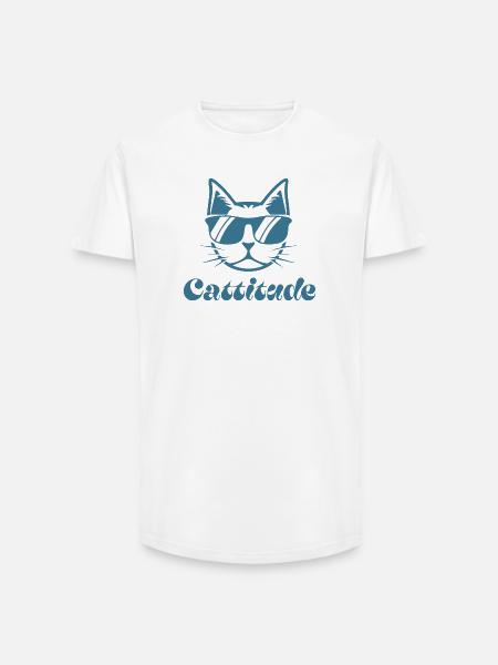 Graphique de lunettes de soleil Cattitude Cat - T-shirt coupe longue homme - blanc