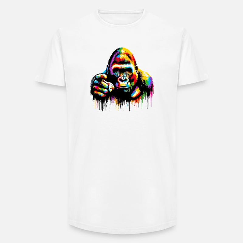 Gorilla - Long Fit Männer T-Shirt - Weiß