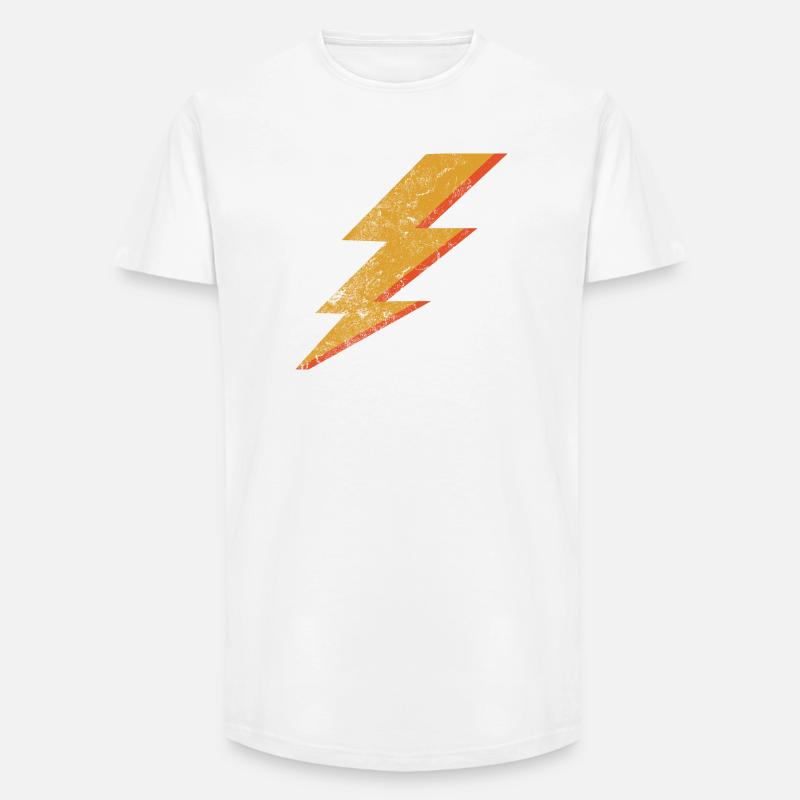 Grunge Style Rot & Gelb Blitz - Long Fit Männer T-Shirt - Weiß