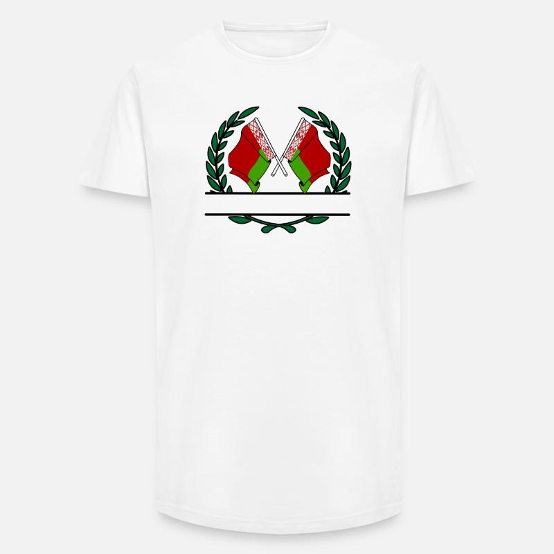Fahnen Belarus Lorbeerkranz Banner - Long Fit Männer T-Shirt - Weiß