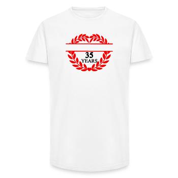 Name banner thirty-five years, heart laurel wreath - Long Fit Men's T-Shirt - white - Front - AI Model Male 185 light (185cm)