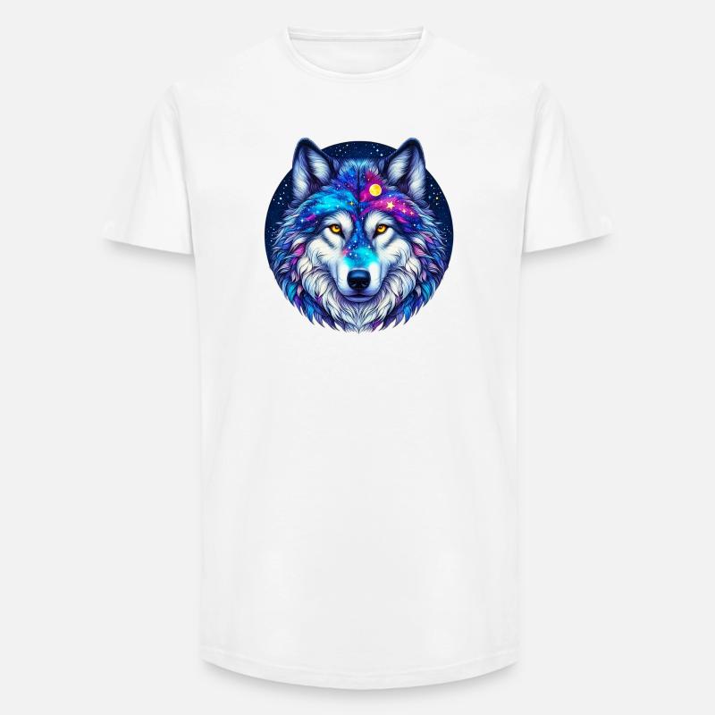 Wolf - Long Fit Männer T-Shirt - Weiß