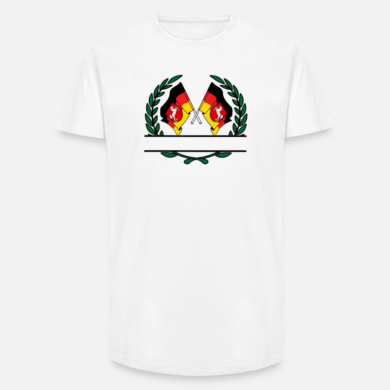 Drapeaux Basse-Saxe couronne de laurier bannière - T-shirt coupe longue homme - blanc