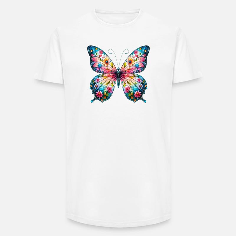 Schmetterling - Long Fit Männer T-Shirt - Weiß