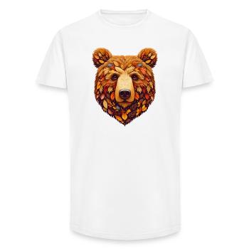 Brown bear, designed from different leaves - Long Fit Men's T-Shirt - white - Front - AI Model Male 185 light (185cm)