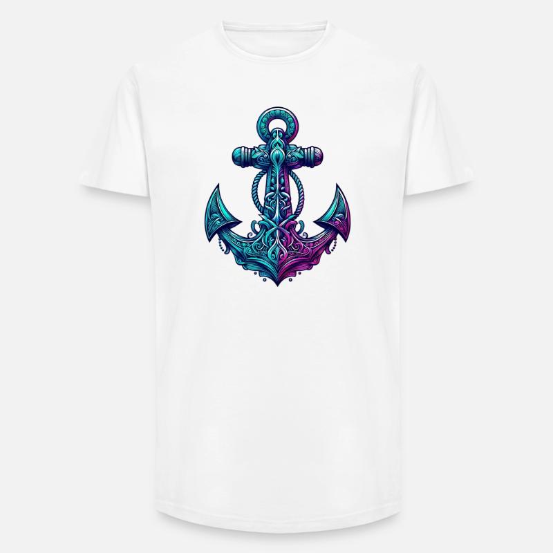 Ein Anker - Long Fit Männer T-Shirt - Weiß
