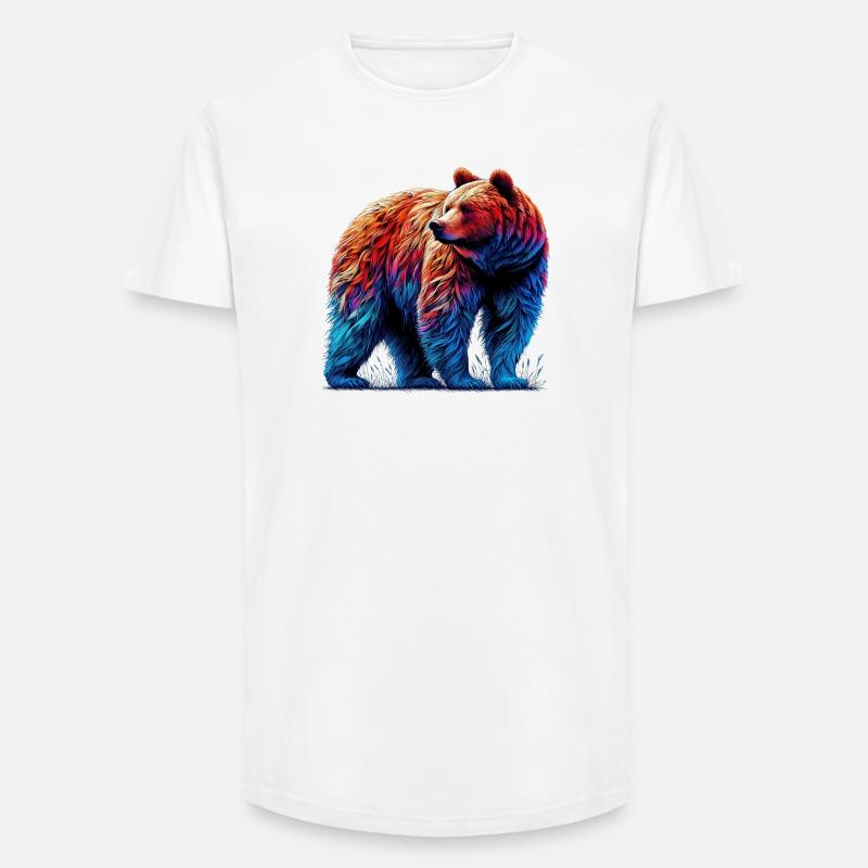 Bär - Long Fit Männer T-Shirt - Weiß