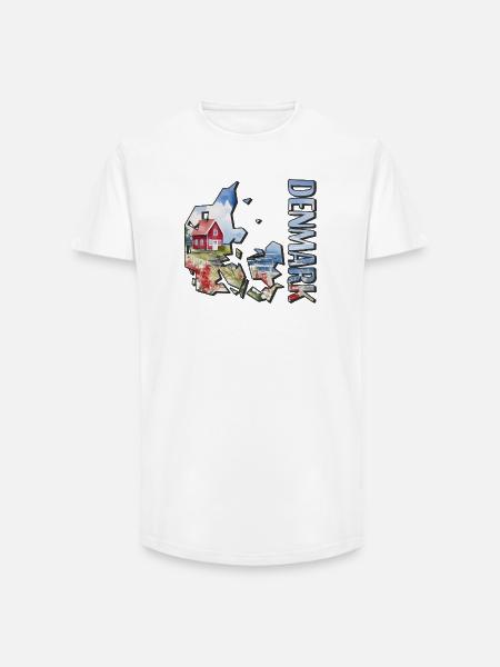 Akvarel Kort Danmark - Long fit herre T-shirt - hvid