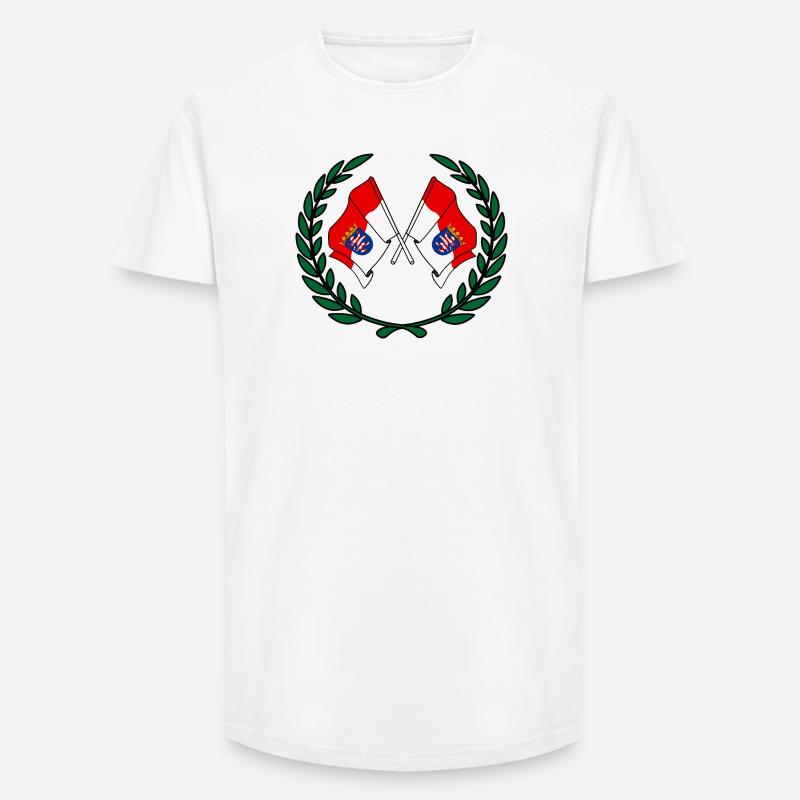 Fahnen Hessen Lorbeerkranz - Long Fit Männer T-Shirt - Weiß