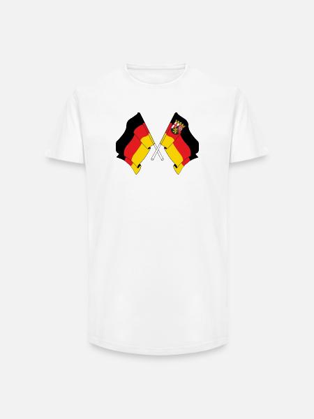 Flag Germany, Rhineland Palatinate - Long Fit Men's T-Shirt - white
