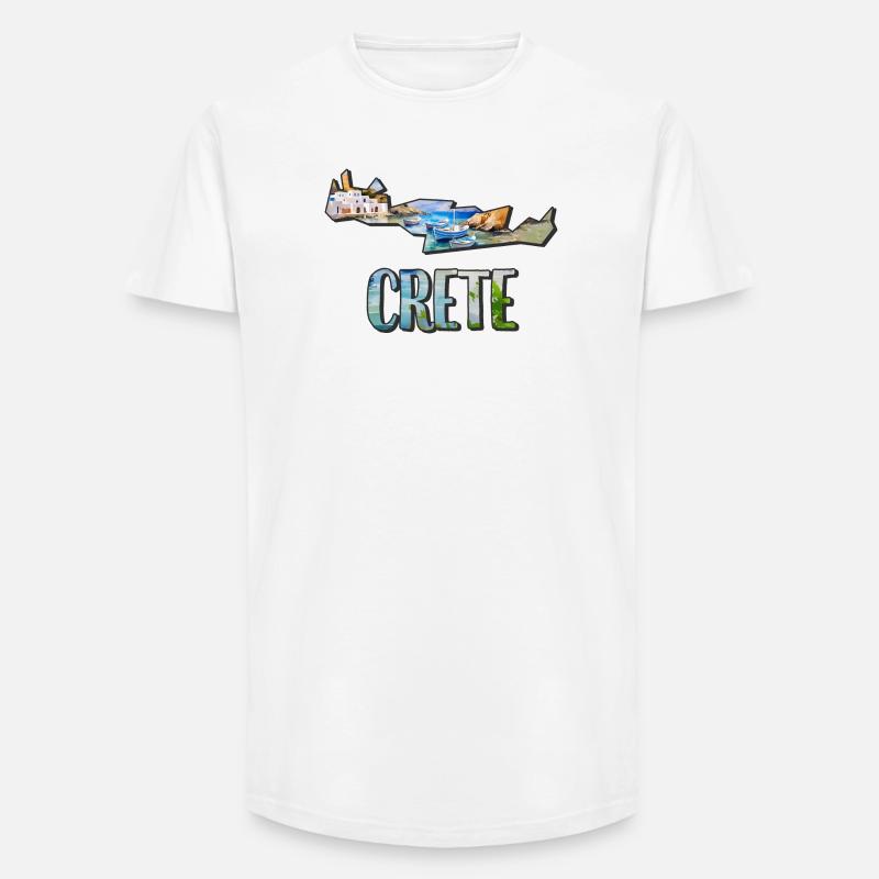 Mapa akwareli Kreta - T-shirt męski o długim kroju - biały