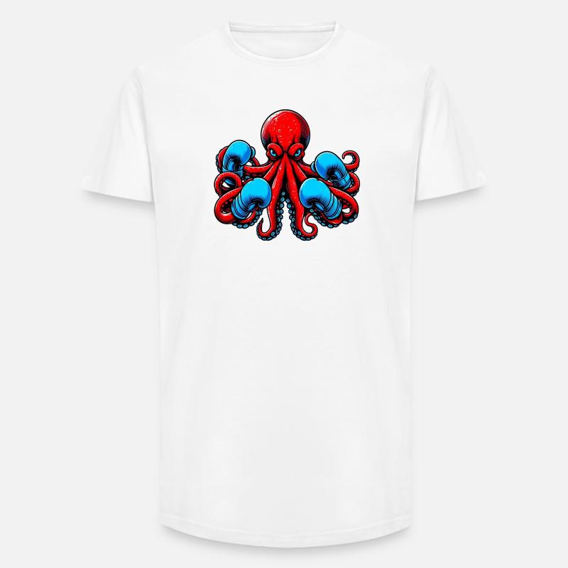 Krake - Long Fit Männer T-Shirt - Weiß