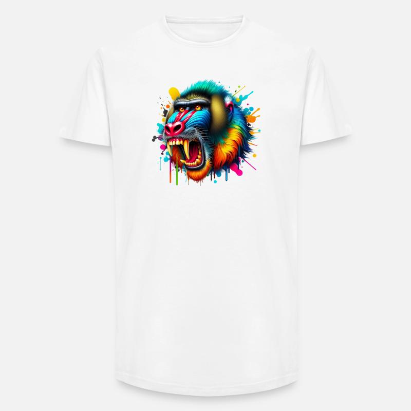 Mandrill-Affe - Long Fit Männer T-Shirt - Weiß