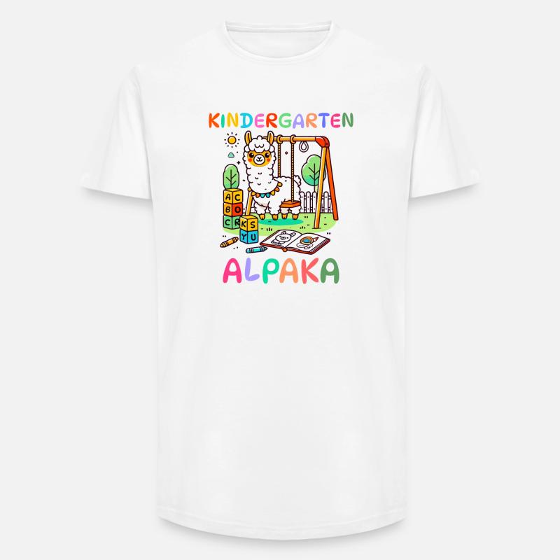 Süßes Kindergarten Alpaka Kinder Geschenk - Long Fit Männer T-Shirt - Weiß